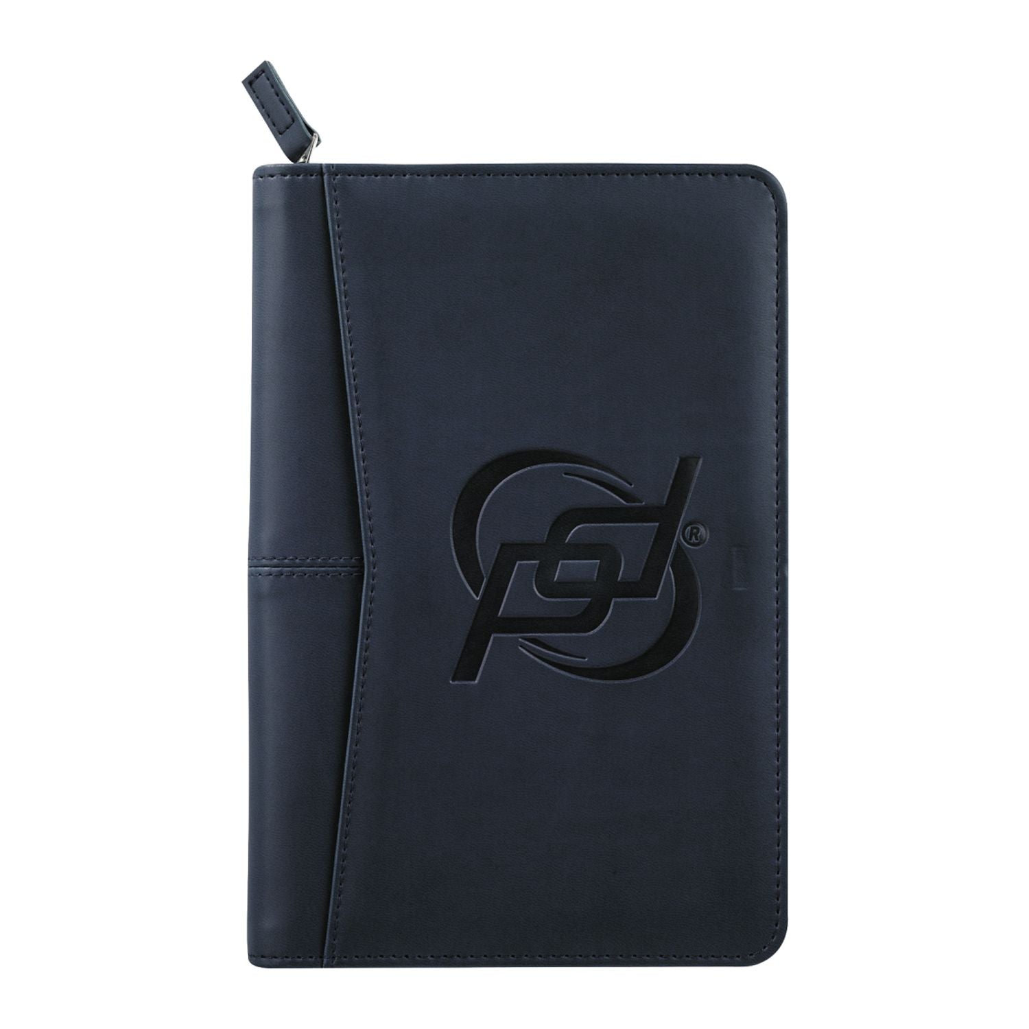 Navy Pedova™ Jr. Zippered Padfolio with FSC® Mix Paper with a debossed logo