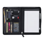 Black Pedova™ Jr. Zippered Padfolio with FSC® Mix Paper Opened with contents inside