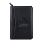 Black Pedova™ Jr. Zippered Padfolio with FSC® Mix Paper with a debossed logo