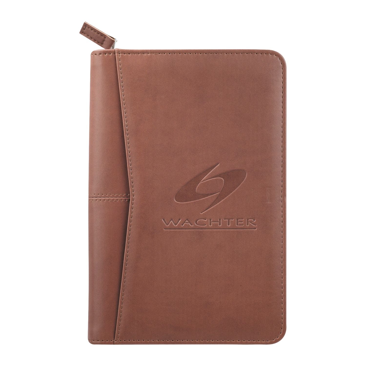 Terra Cotta Pedova™ Jr. Zippered Padfolio with FSC® Mix Paper with a debossed logo