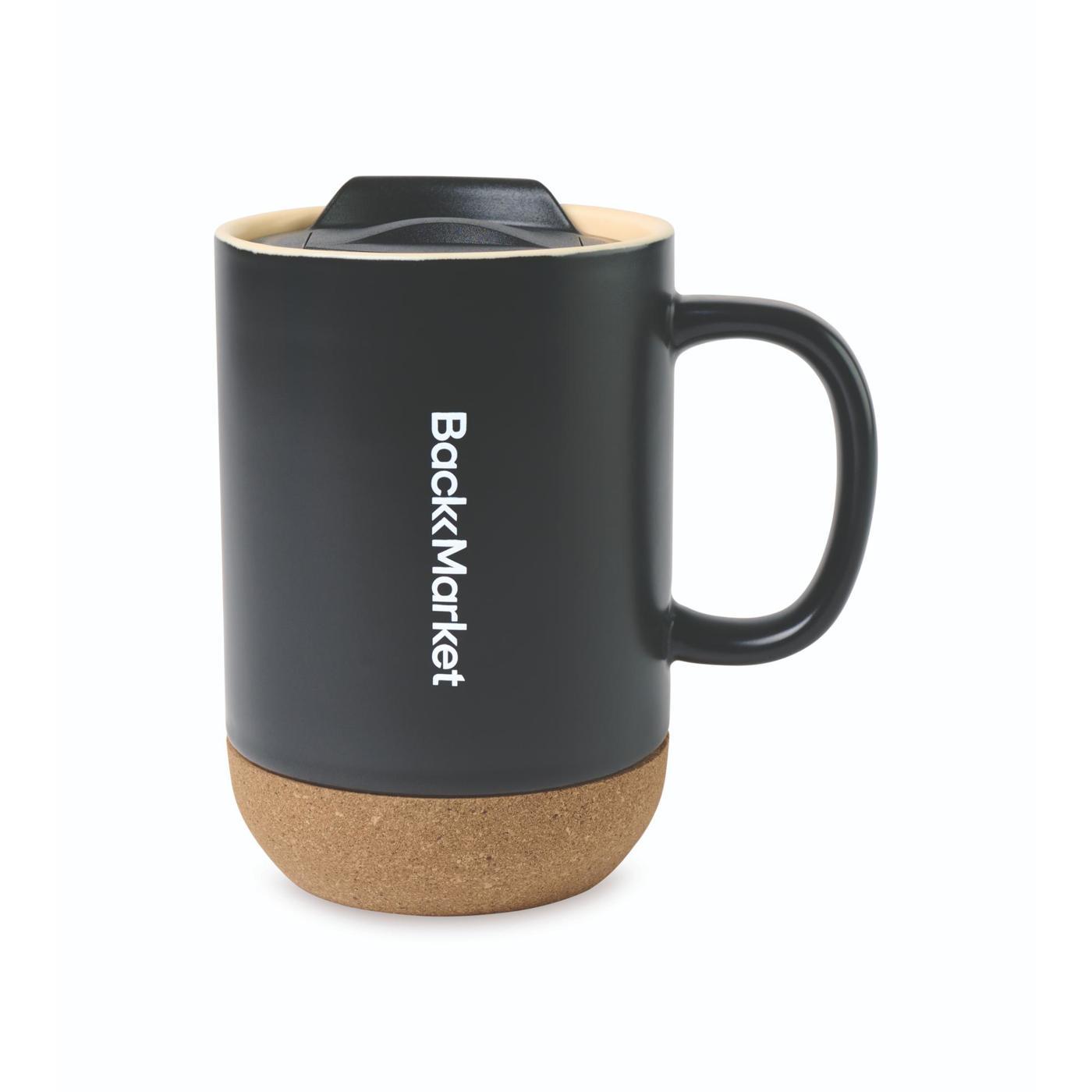 Black Valo Ceramic Lidded Mug - 14 Oz.