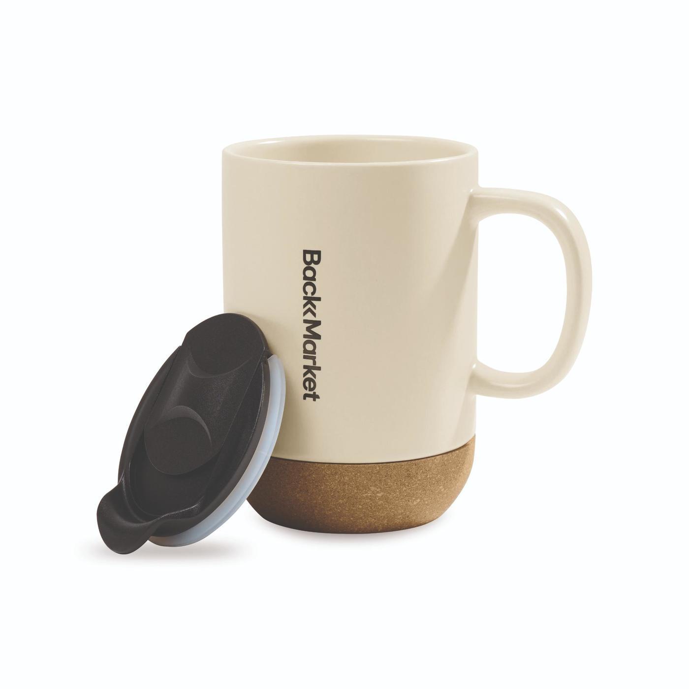 Bone Valo Ceramic Lidded Mug - 14 Oz.