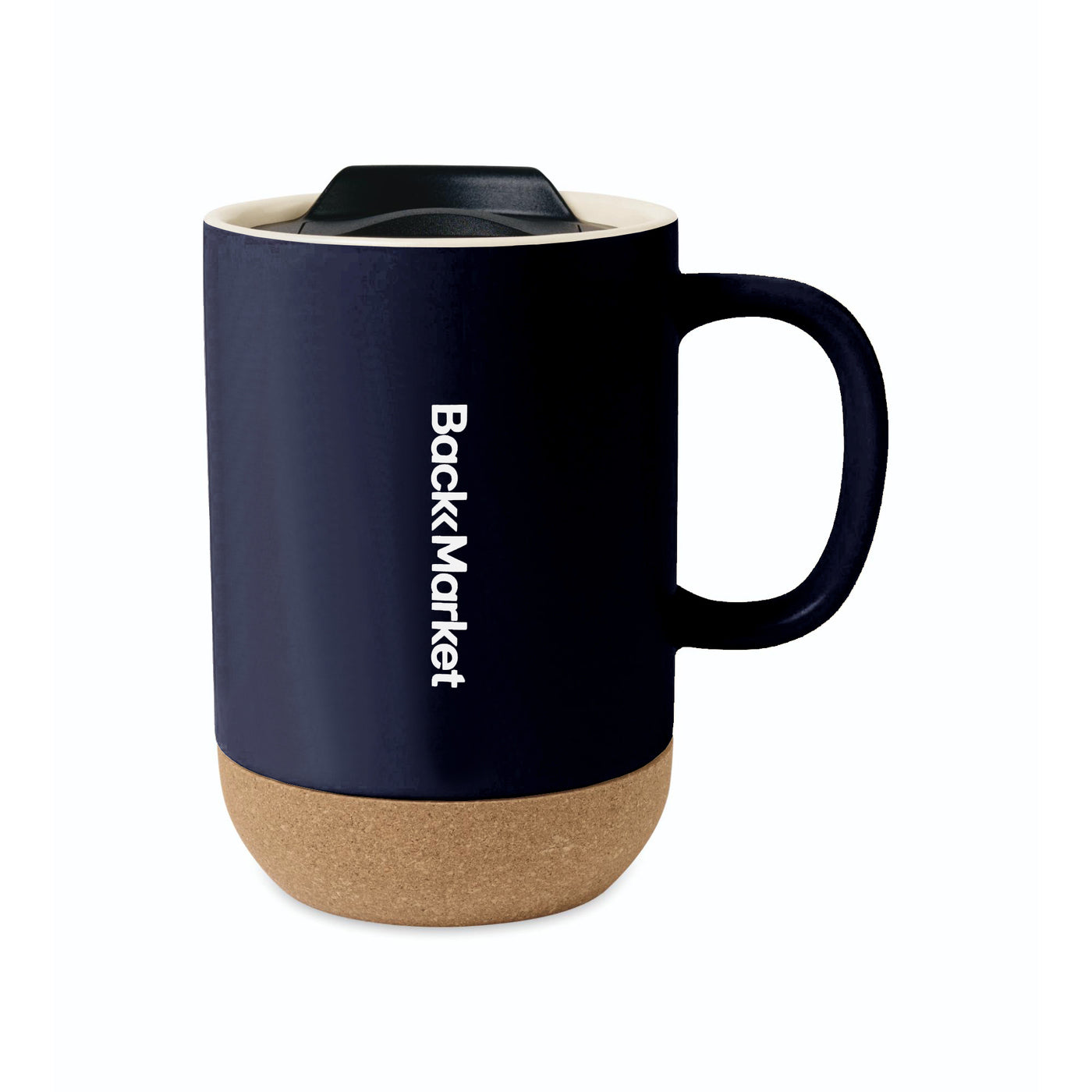Navy Valo Ceramic Lidded Mug - 14 Oz.