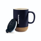 Navy Valo Ceramic Lidded Mug - 14 Oz.