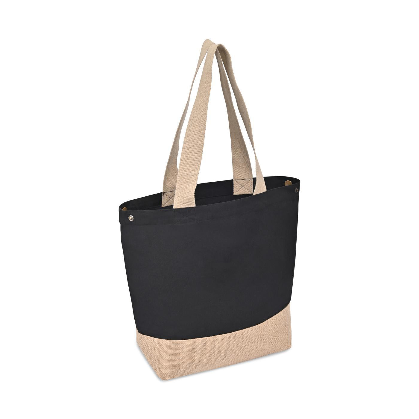 Recycled Cotton Canvas Jute Tote - AWARE™ - Black