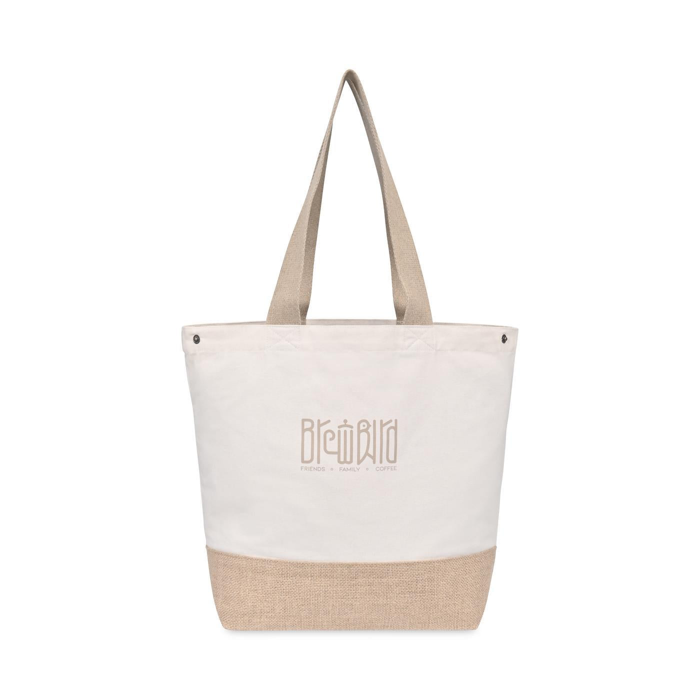 Recycled Cotton Canvas Jute Tote - AWARE™ - Natural