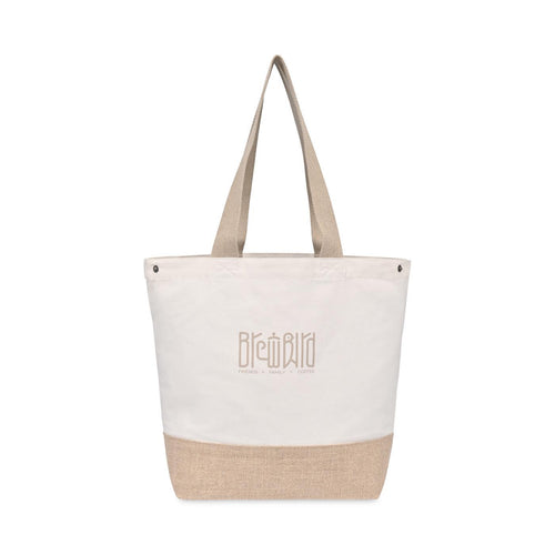 Recycled Cotton Canvas Jute Tote - AWARE™ - Natural