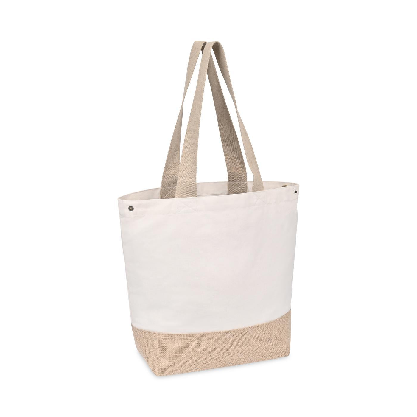 Recycled Cotton Canvas Jute Tote - AWARE™ - Natural