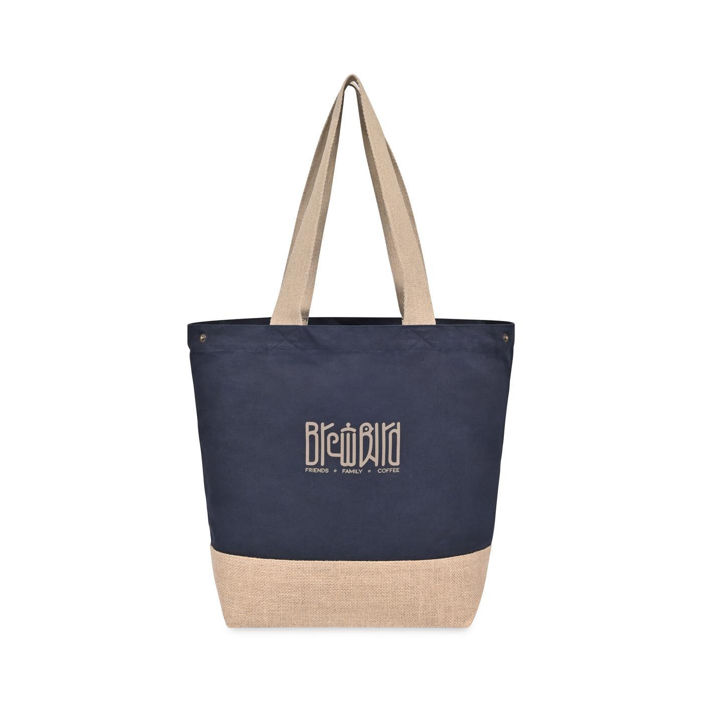 Recycled Cotton Canvas Jute Tote - AWARE™ - Navy