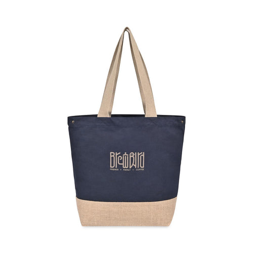 Recycled Cotton Canvas Jute Tote - AWARE™ - Navy