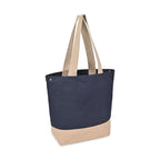 Recycled Cotton Canvas Jute Tote - AWARE™ - Navy