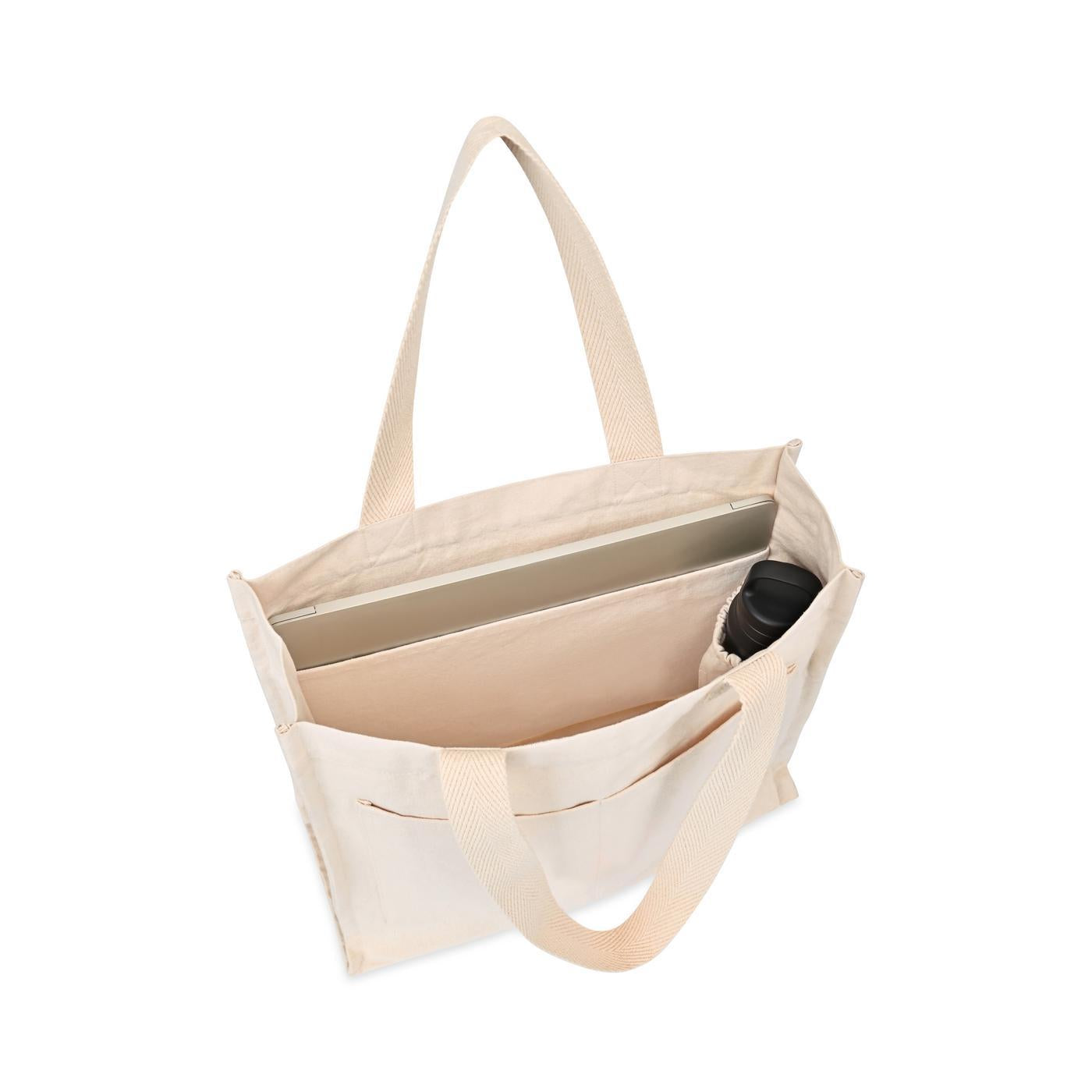 Recycled Cotton Pocket Tote - AWARE™ - Natural