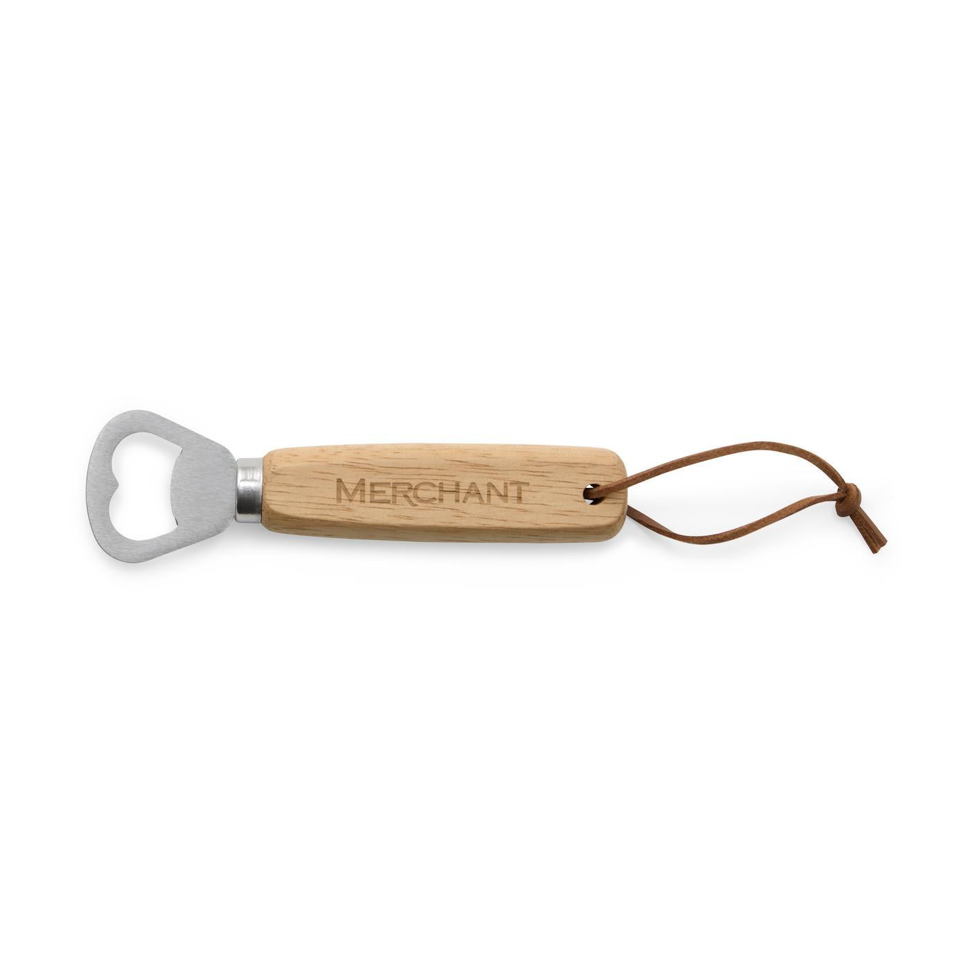 Oak Bottle Opener with a laser engraved logo