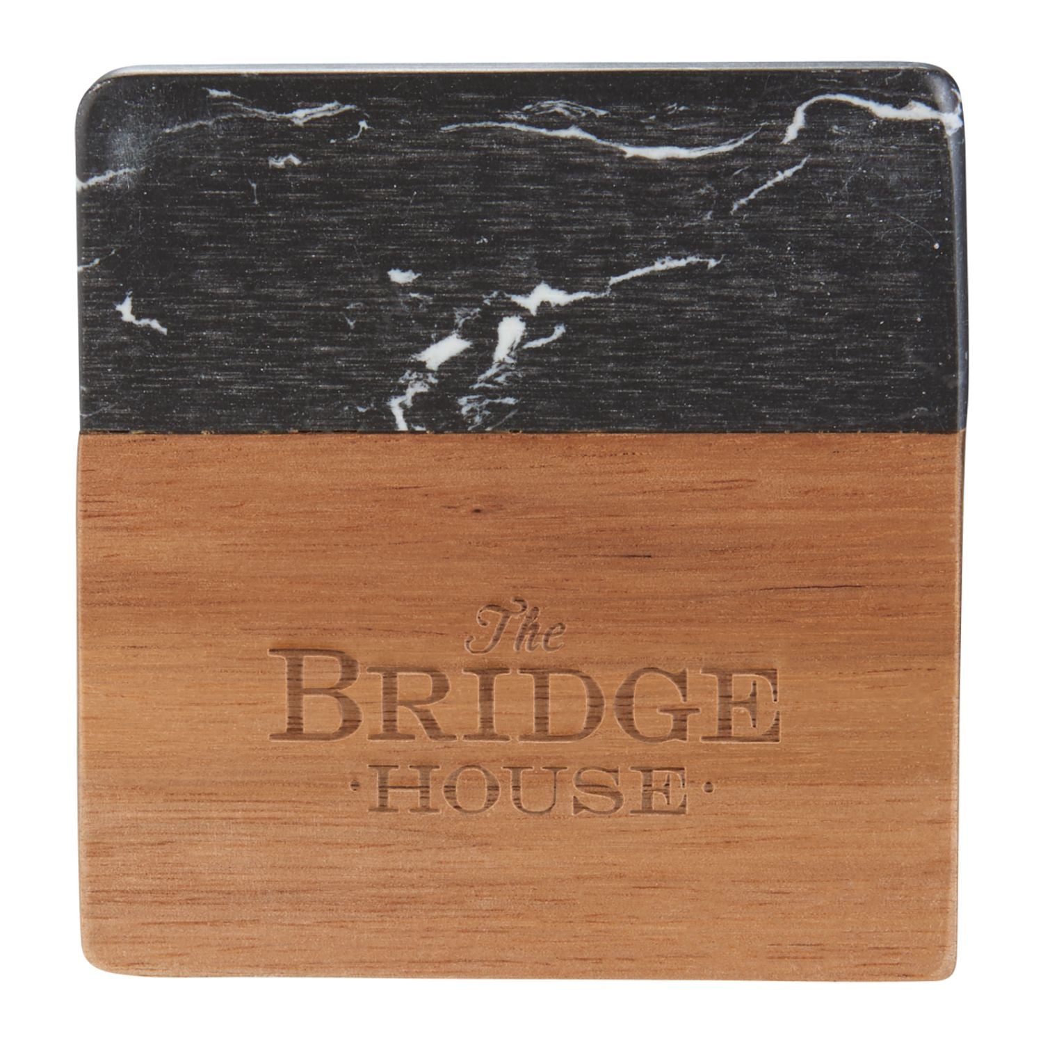 Black Marble and Wood Coaster 