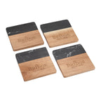 Black Marble and Wood Coaster Set