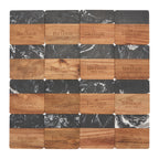 Black Marble and Wood Coaster Set