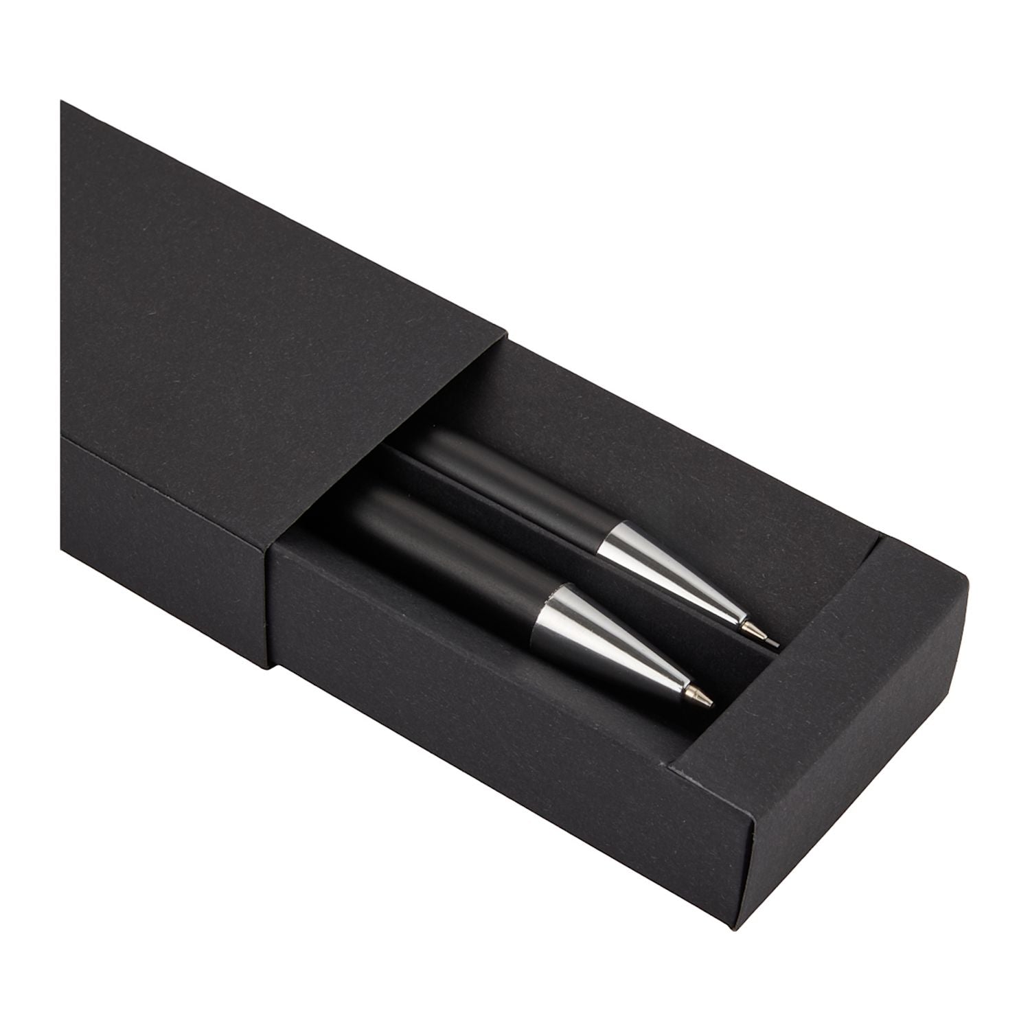 Mod Recycled Pen and Pencil Gift Set  in an open black box on a white background