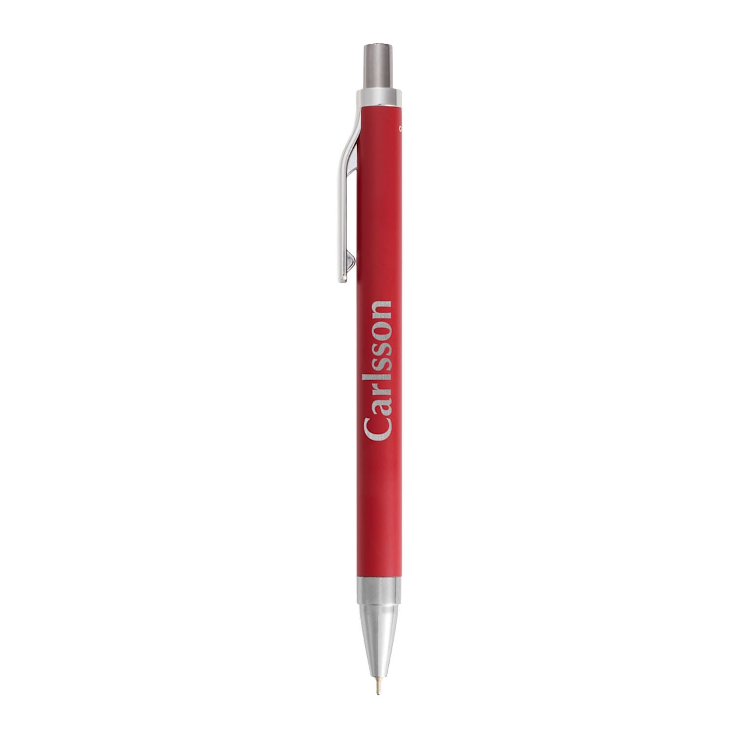 Red Beau Recycled Aluminum Gel Pen with a custom logo