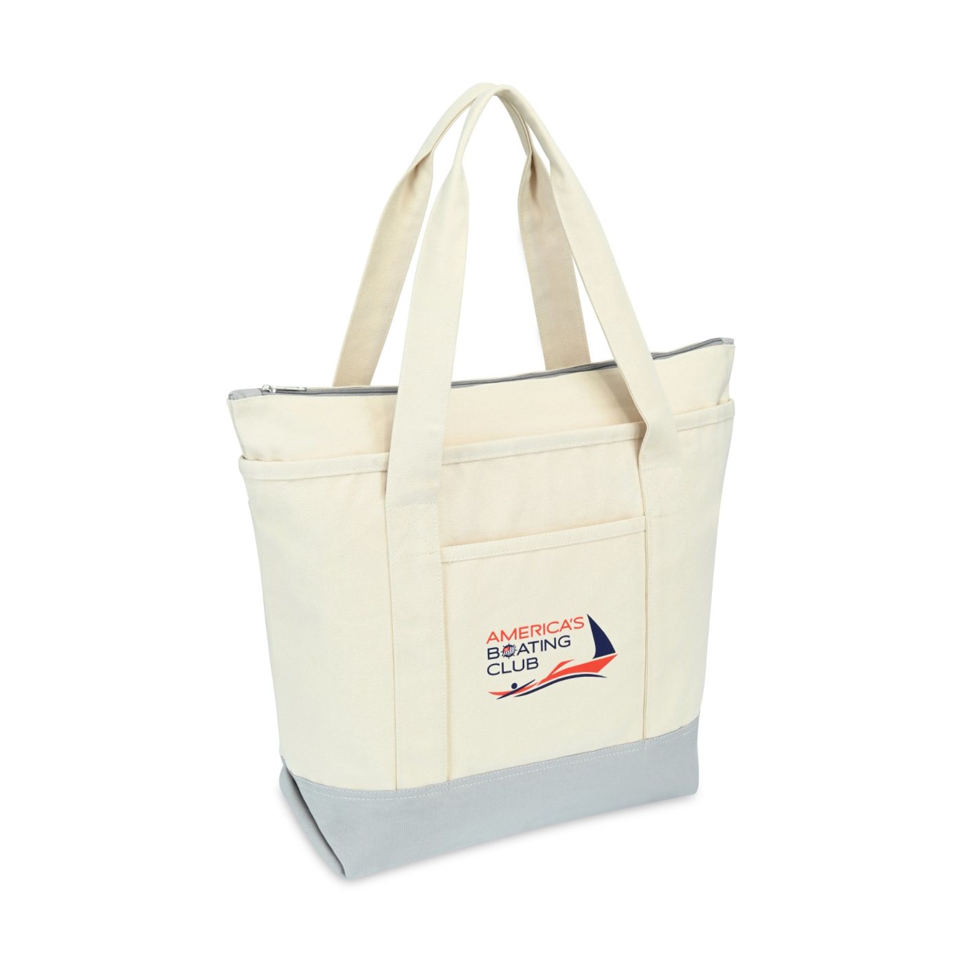 Gray Newport Cotton Zippered Tote