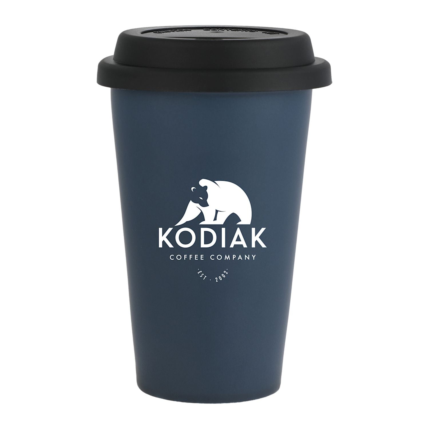 Navy I'm Not a Paper Cup 10 oz Ceramic Tumbler with Silicone Lid