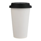 White I'm Not a Paper Cup 10 oz Ceramic Tumbler with Silicone Lid