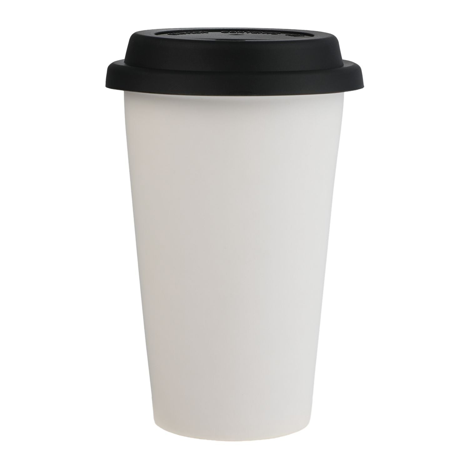 White I'm Not a Paper Cup 10 oz Ceramic Tumbler with Silicone Lid