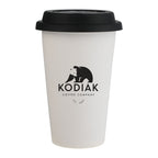 White I'm Not a Paper Cup 10 oz Ceramic Tumbler with Silicone Lid