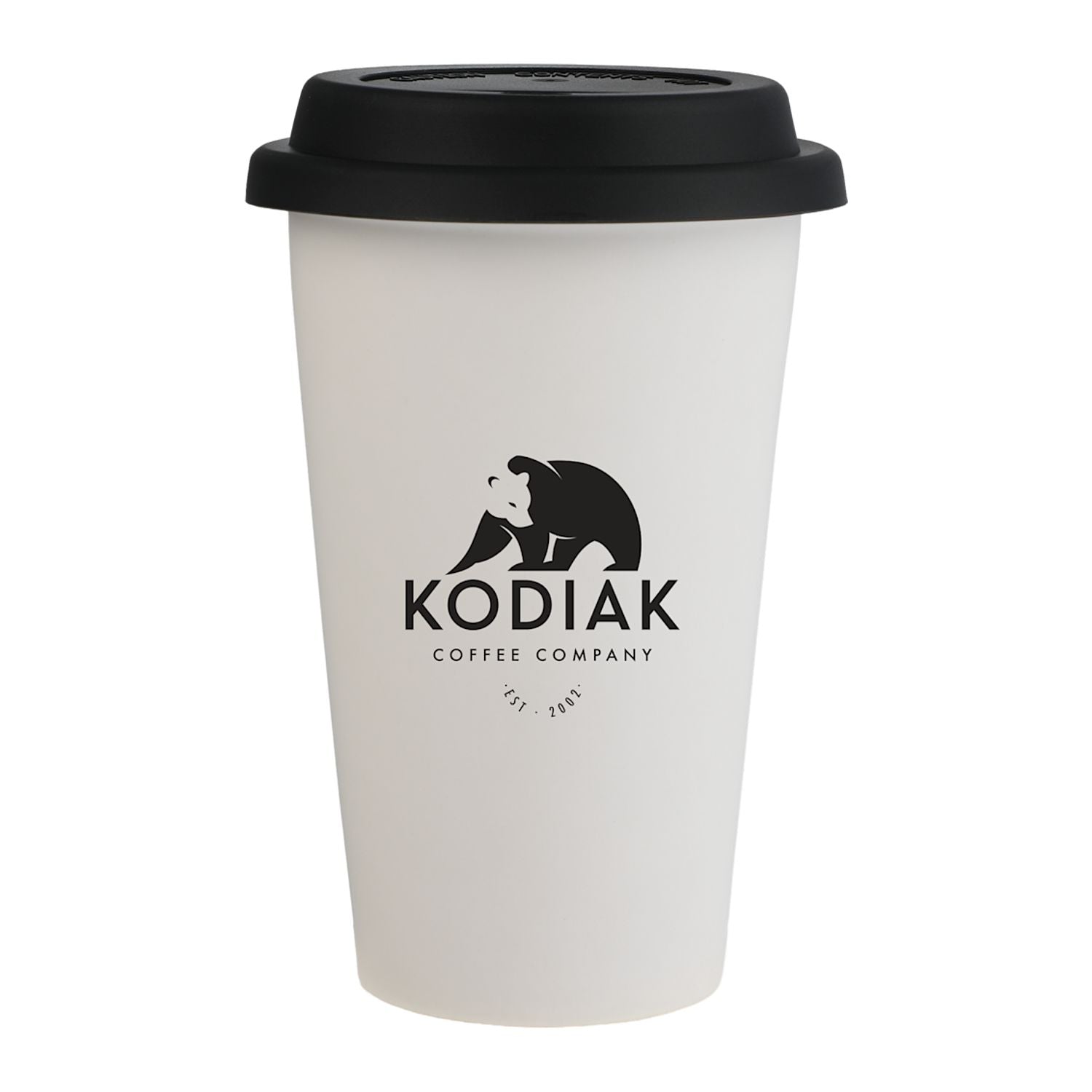 White I'm Not a Paper Cup 10 oz Ceramic Tumbler with Silicone Lid