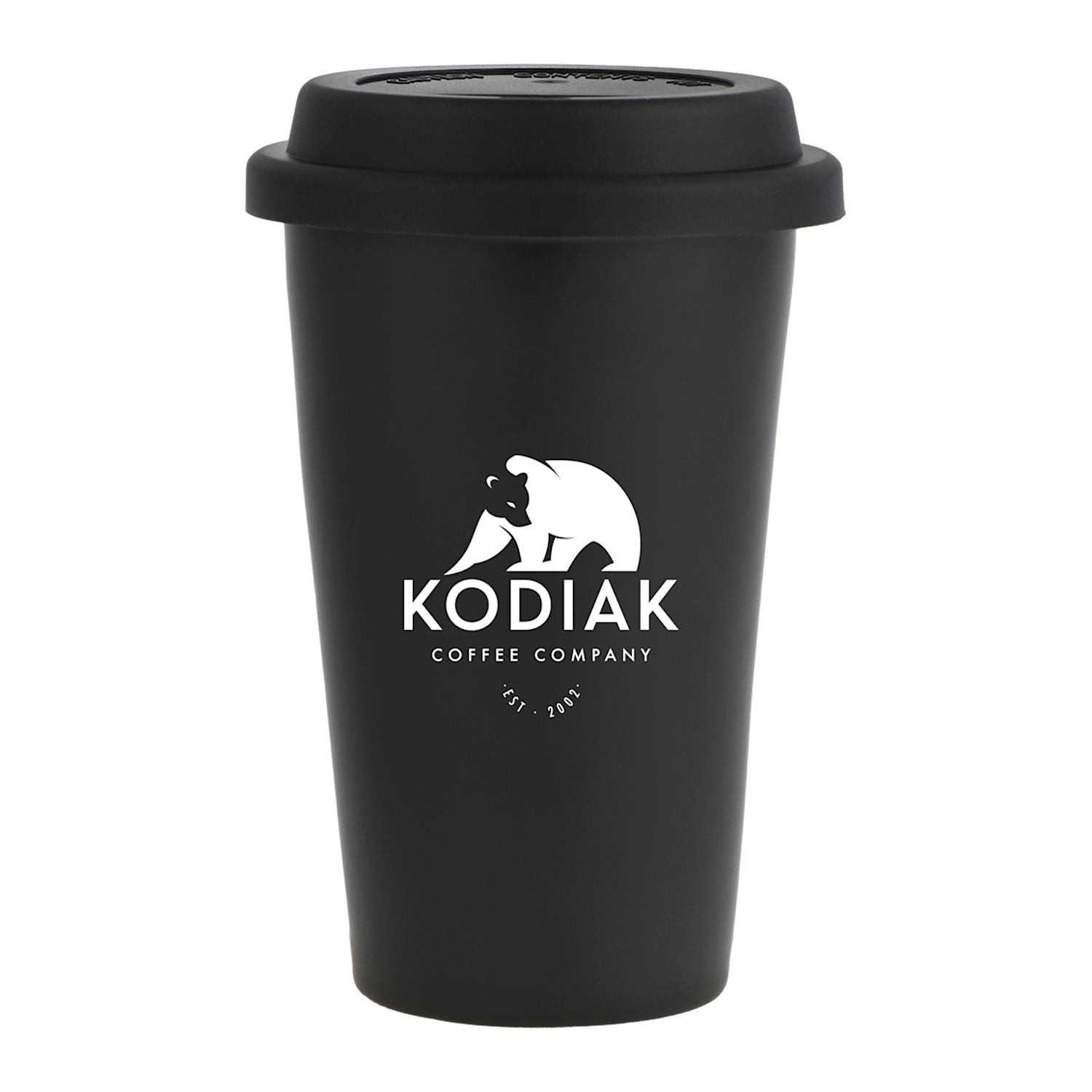 Black I'm Not a Paper Cup 10 oz Ceramic Tumbler with Silicone Lid