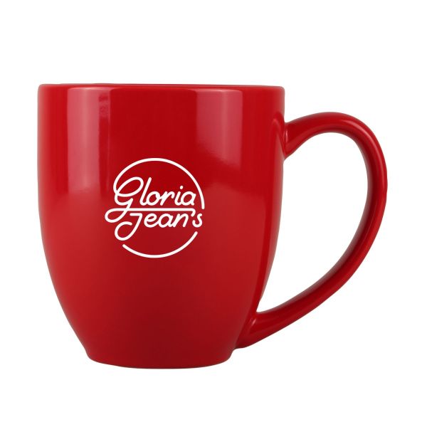 Red mug with with a custom logo