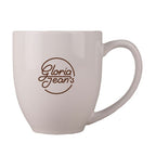 White mug with a custom logo