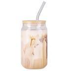 16 oz Glass Can with Bamboo Lid & Straw