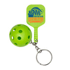 Green Pickle Ball Keychain with a custom logo