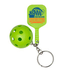 Green Pickle Ball Keychain with a custom logo
