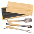 3-Piece BBQ Set in Wooden Pine Box