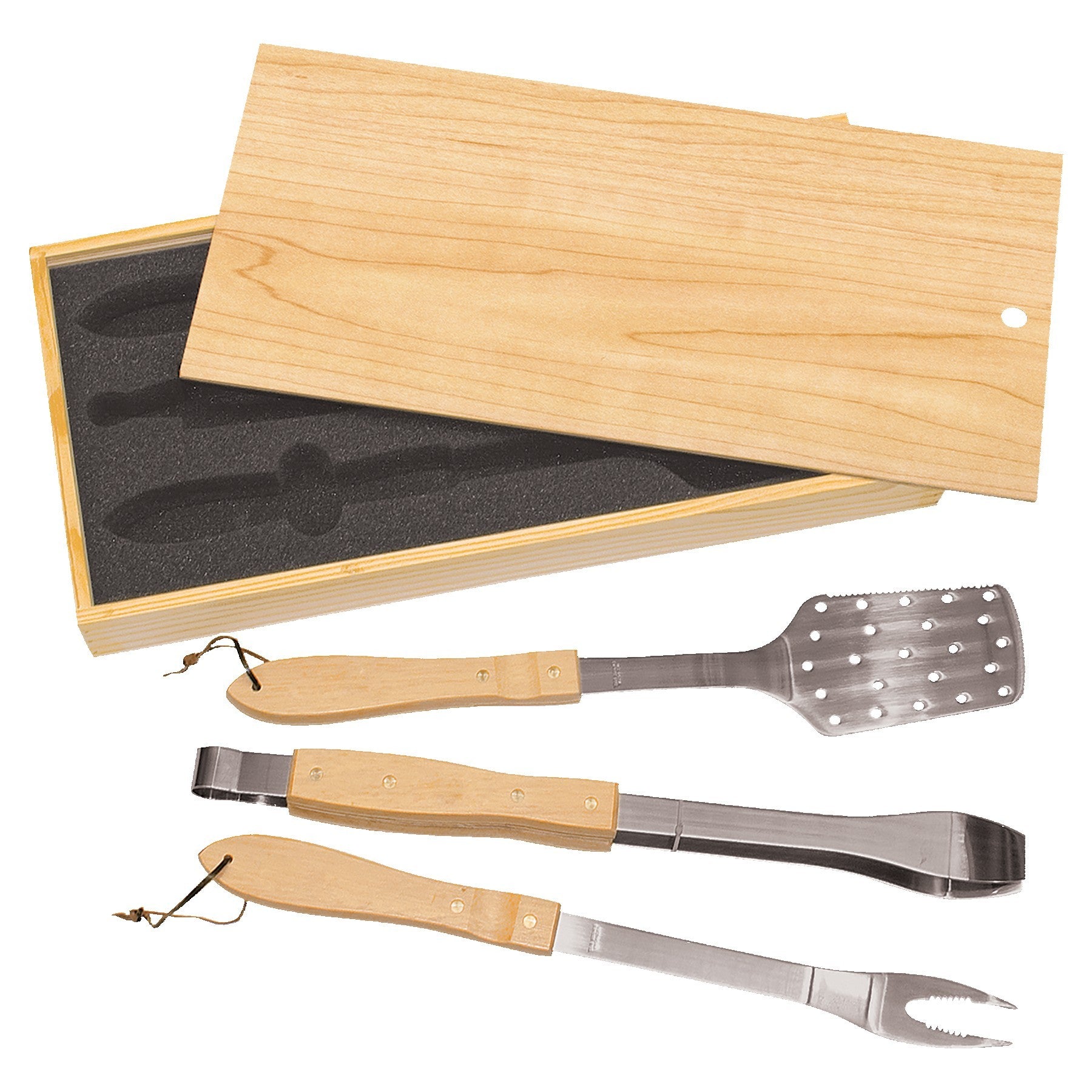 3-Piece BBQ Set in Wooden Pine Box