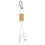 5-in-1 Bamboo Cell Phone Charging Cable w/ Carabiner with a laser engraved logo