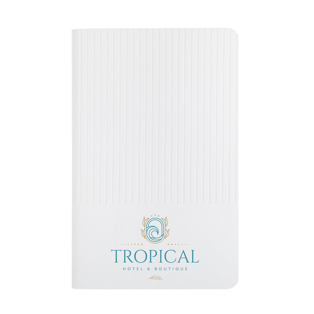 White Flatmate Pocket Notebook with a custom logo