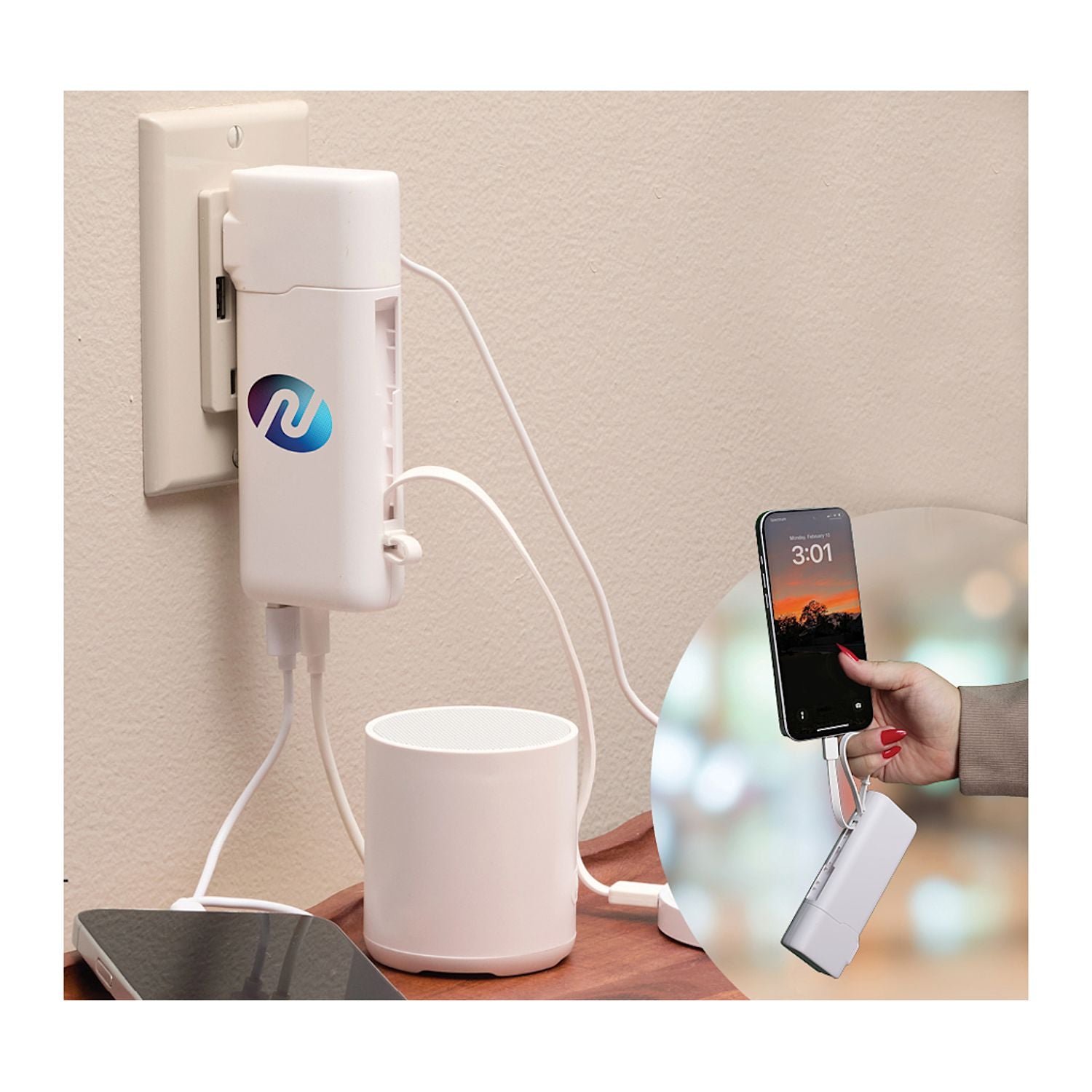 UL Listed 10,000 mAh 20W PD Power Bank with AC Plug