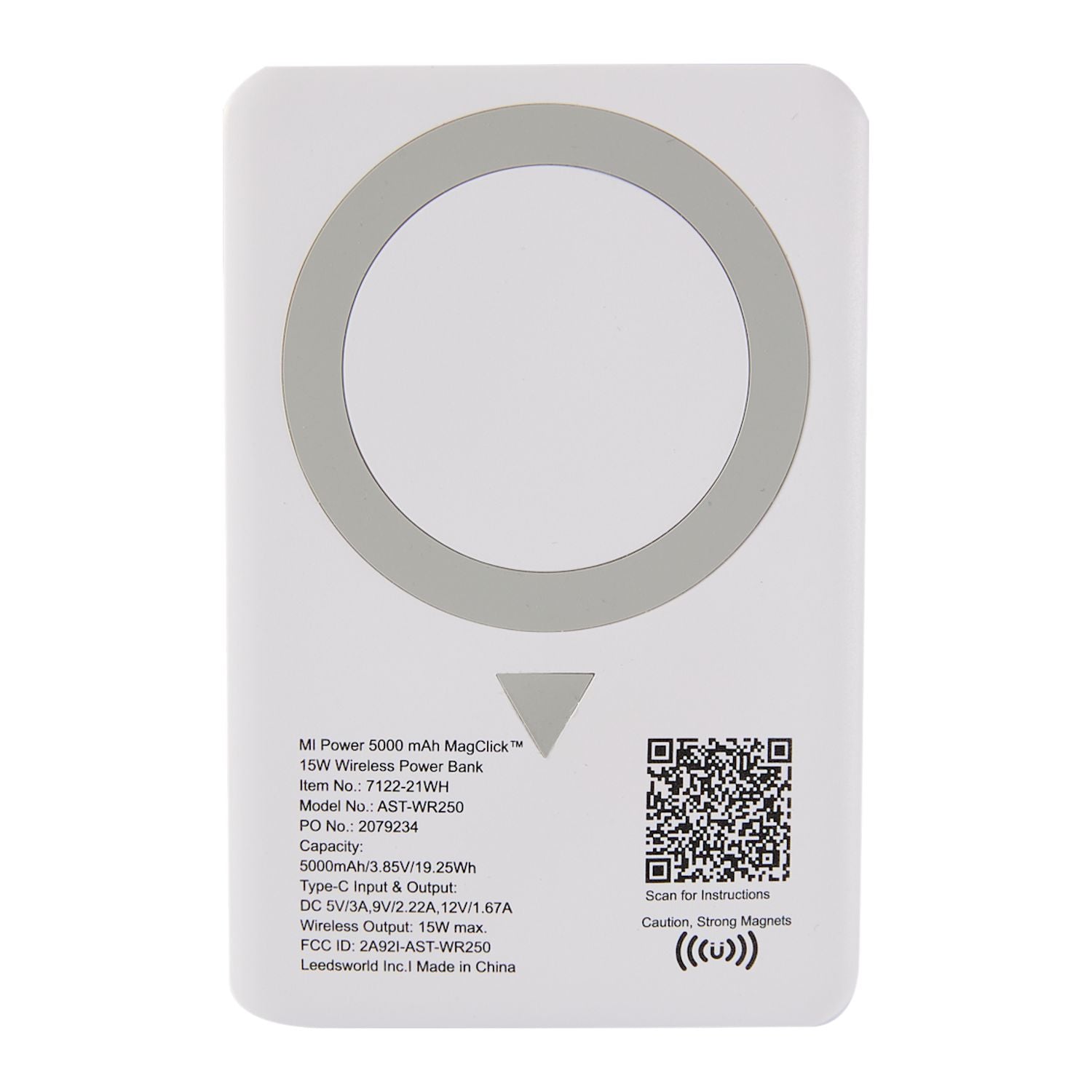 Back of MI Power 5000 mAh MagClick™ 15W Wireless Power Bank