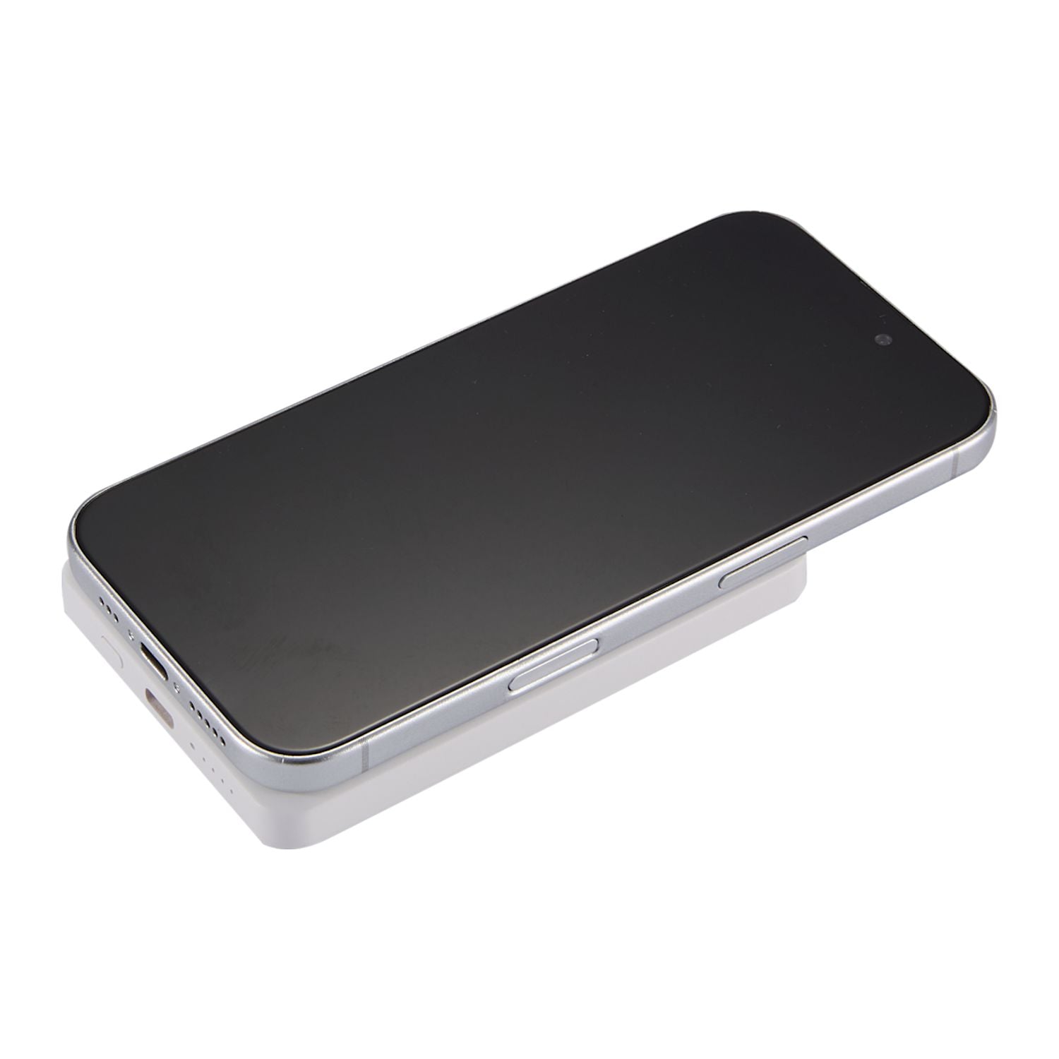 a smartphone shown on top of MI Power 5000 mAh MagClick™ 15W Wireless Power Bank