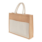 Jute Shopper Tote with Recycled Cotton Pocket