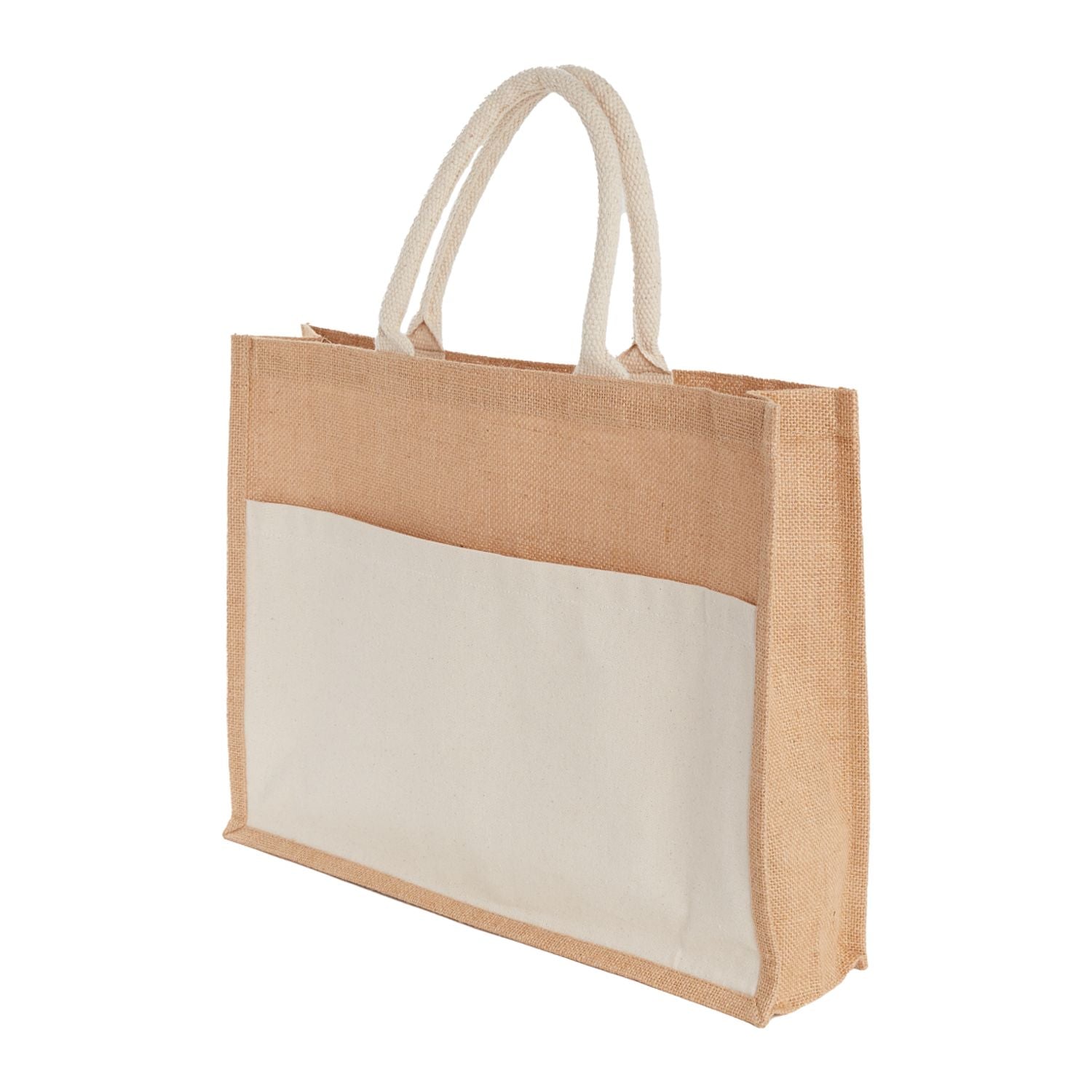 Jute Shopper Tote with Recycled Cotton Pocket