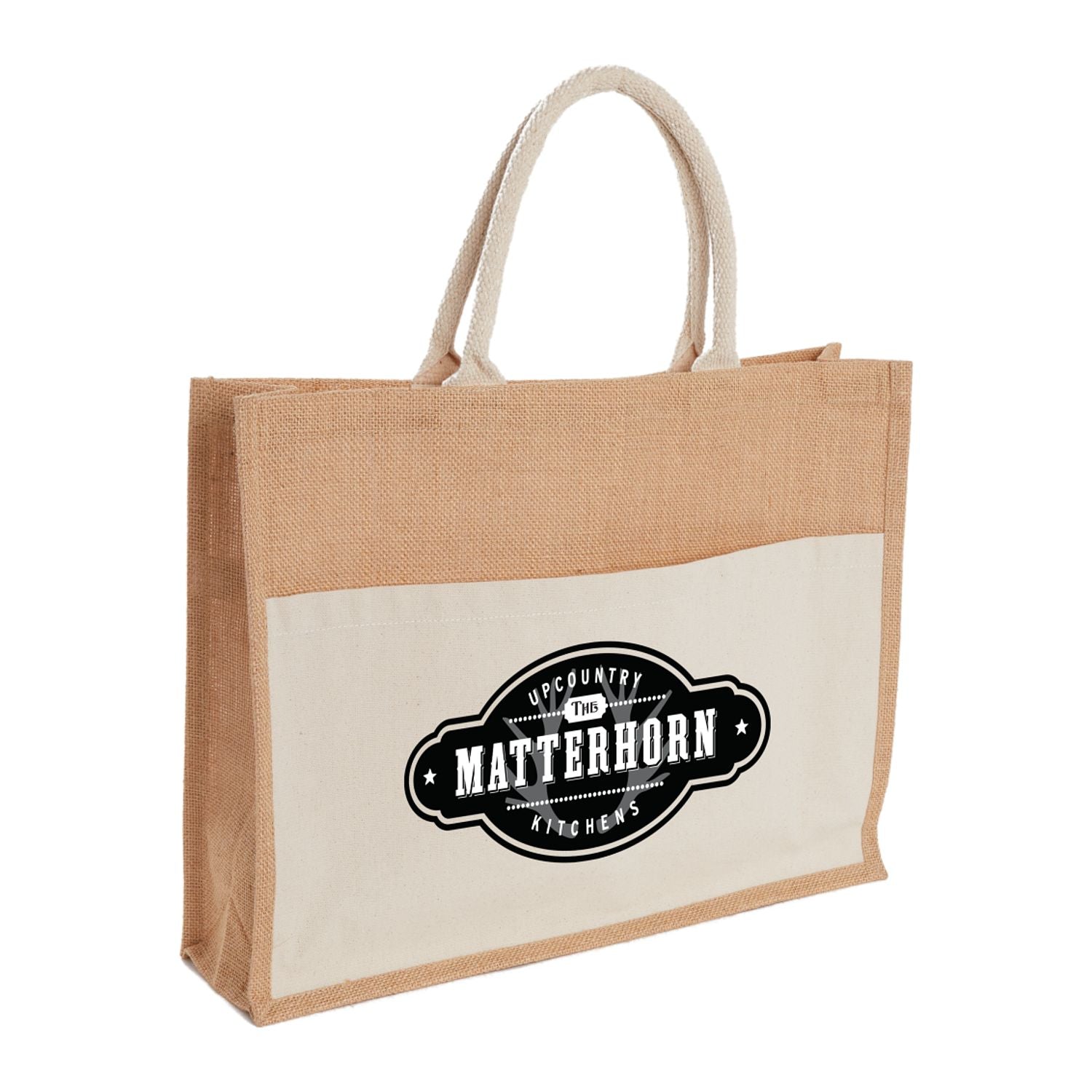 Jute Shopper Tote with Recycled Cotton Pocket