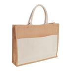 Jute Shopper Tote with Recycled Cotton Pocket