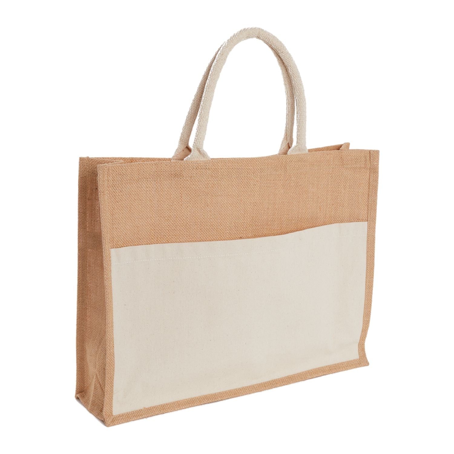 Jute Shopper Tote with Recycled Cotton Pocket
