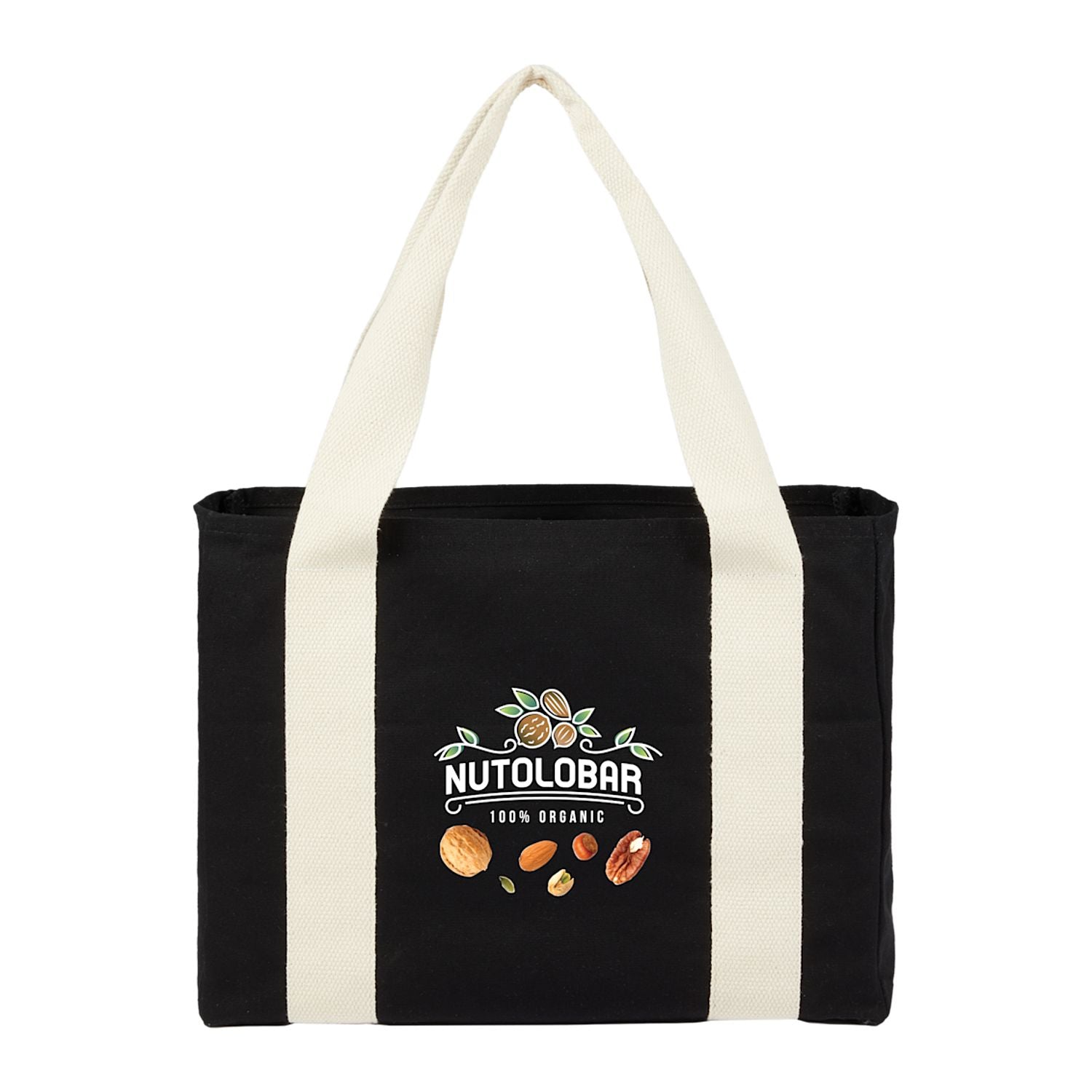 12oz Cotton Shopper Tote with Contrast Handles with a custom logo