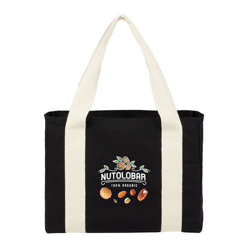 12oz Cotton Shopper Tote with Contrast Handles with a custom logo
