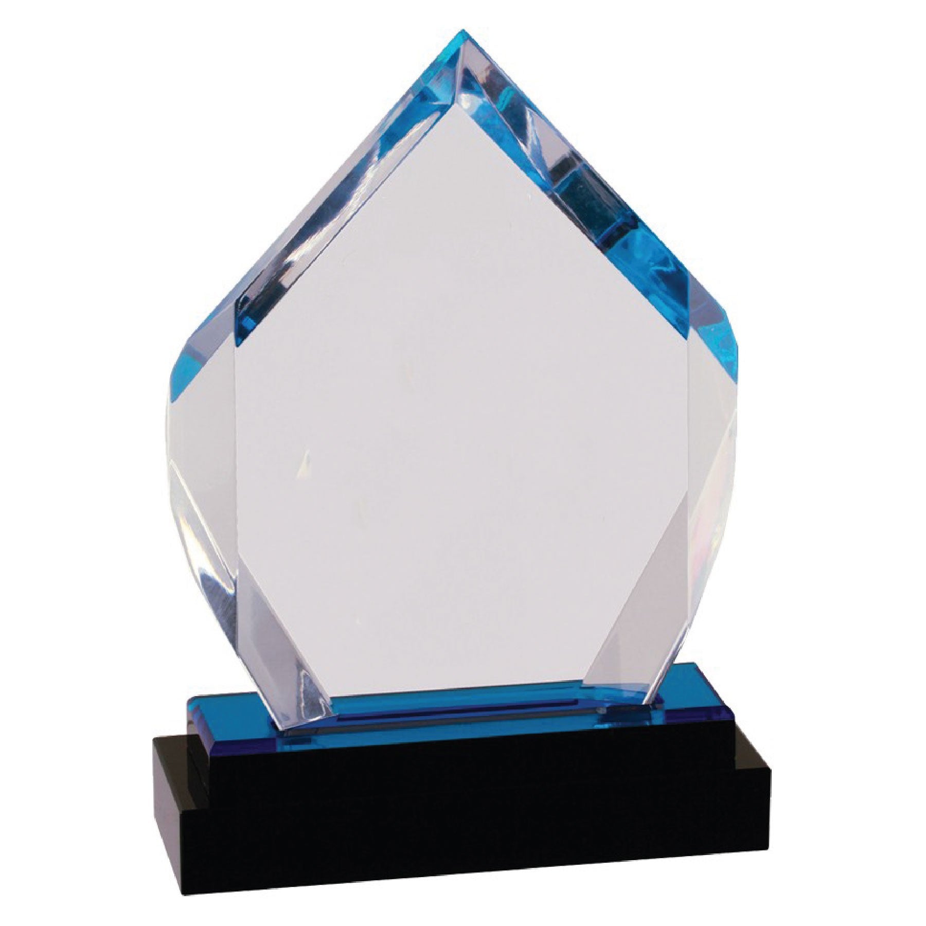 7" Blue Fusion Diamond Impress Acrylic w/ Black Glass Base