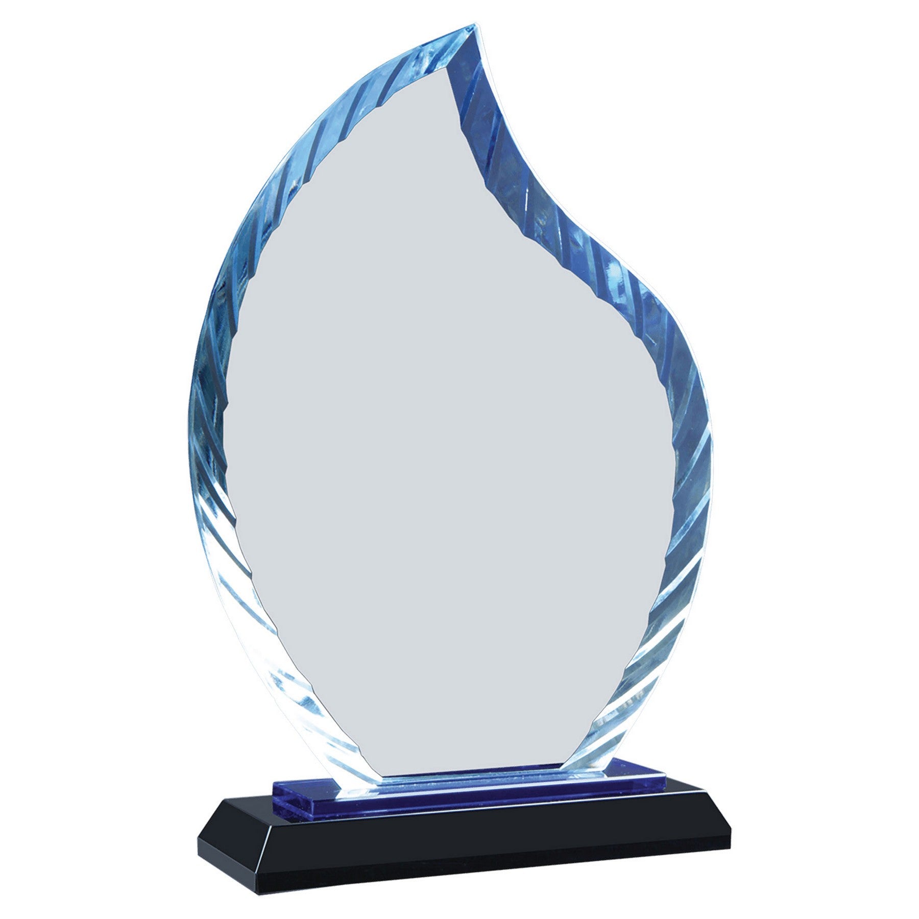8" Blue Flame Accent Glass on Black Base